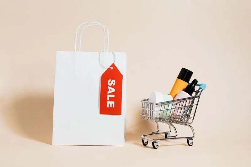 Products arranged for display during a live selling session